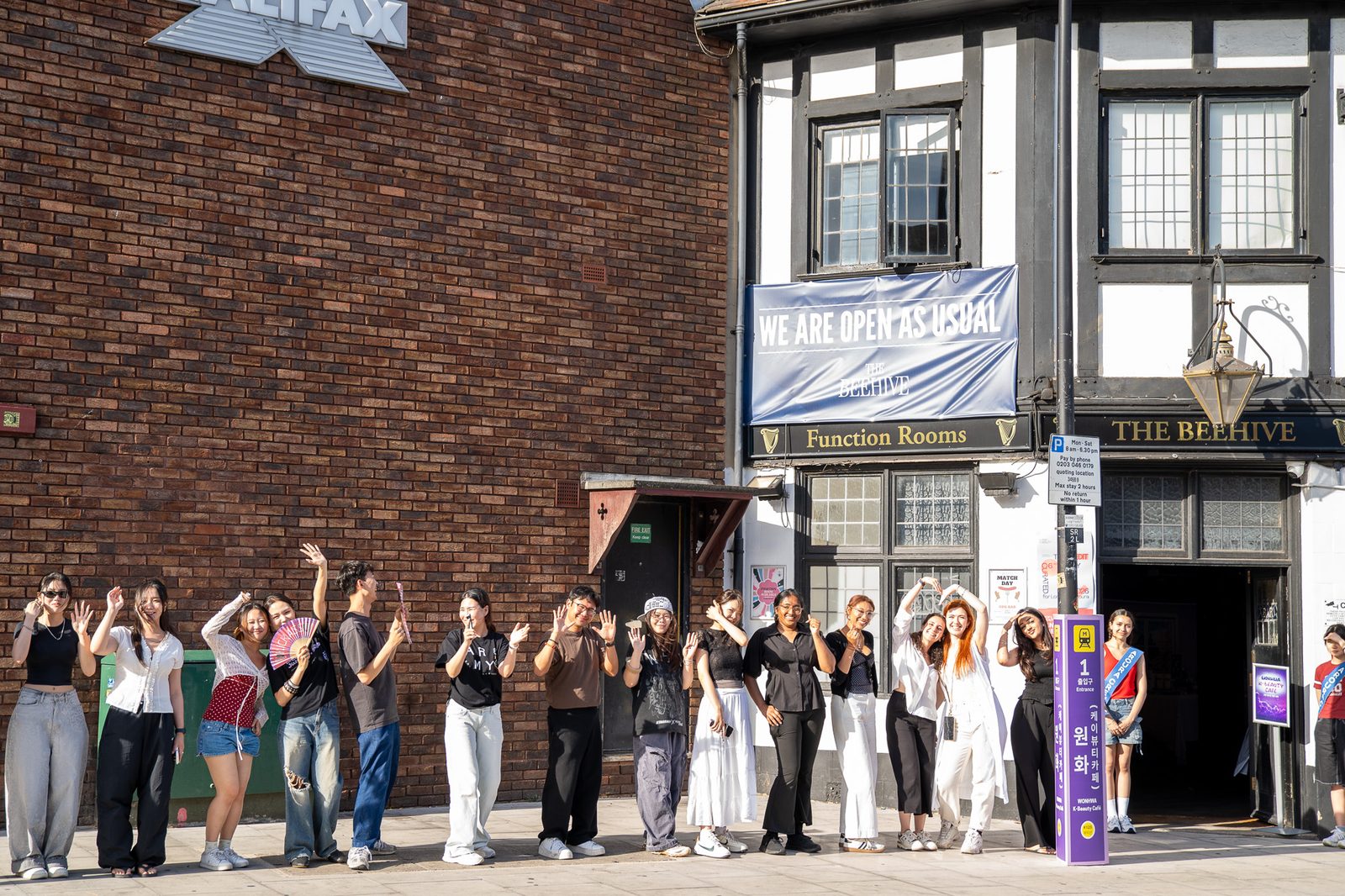 Visitors lined up along the street outside the pop-up venue in London.