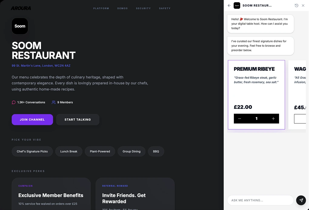 The restaurant AI: an assistant reading an unfamiliar menu with the diner.